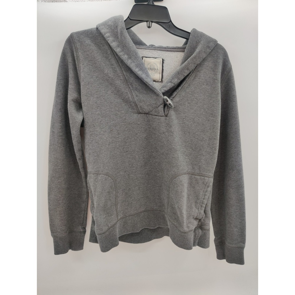 Merona Mens Gray Toggle Button Shawl Collar Pullover Hoodie Sweatshirt Medium